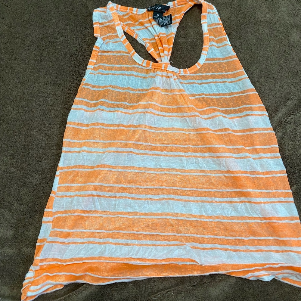 orange and white striped tank top